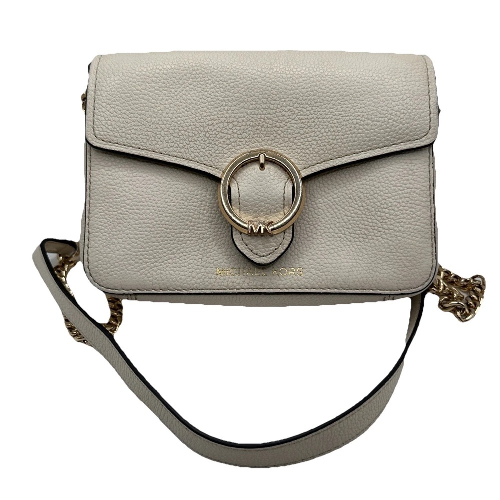 Michael Kors Women's Small Leather Crossbody Cream‎ /Gold
